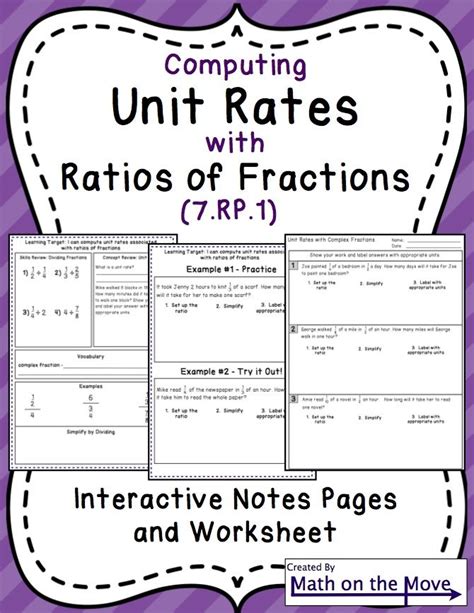 unit rate with fractions worksheet 7th grade